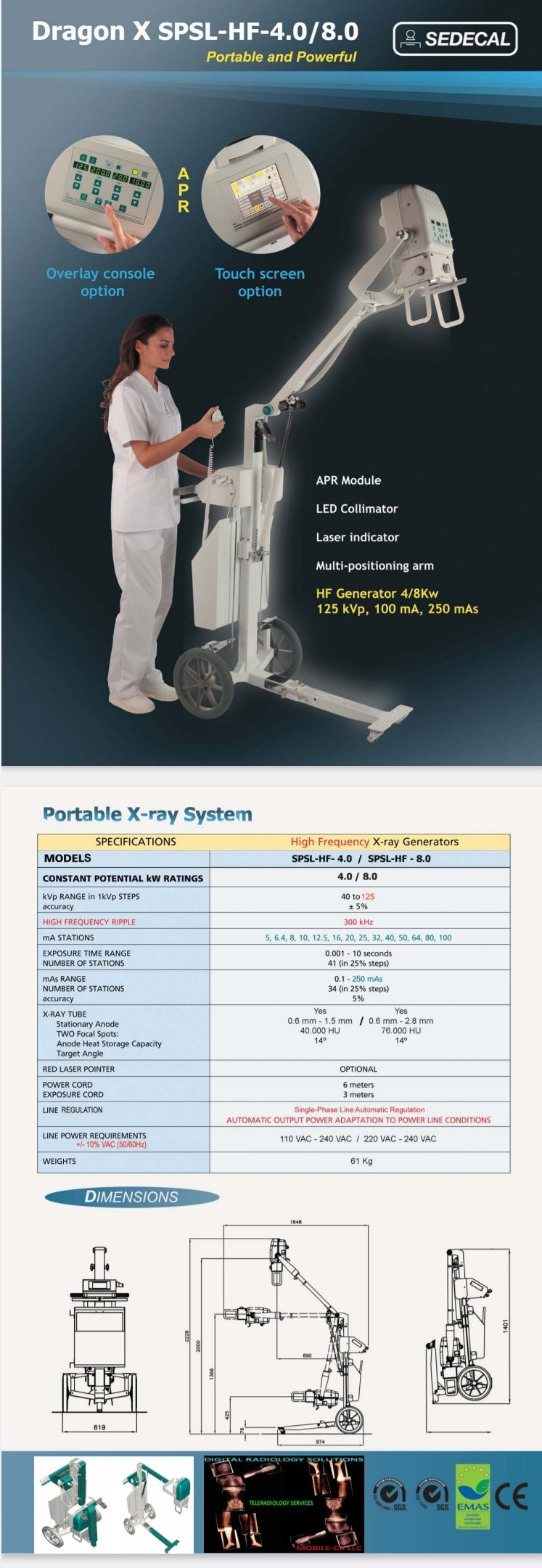 TXR sedecal dragon digital portable x-ray machine