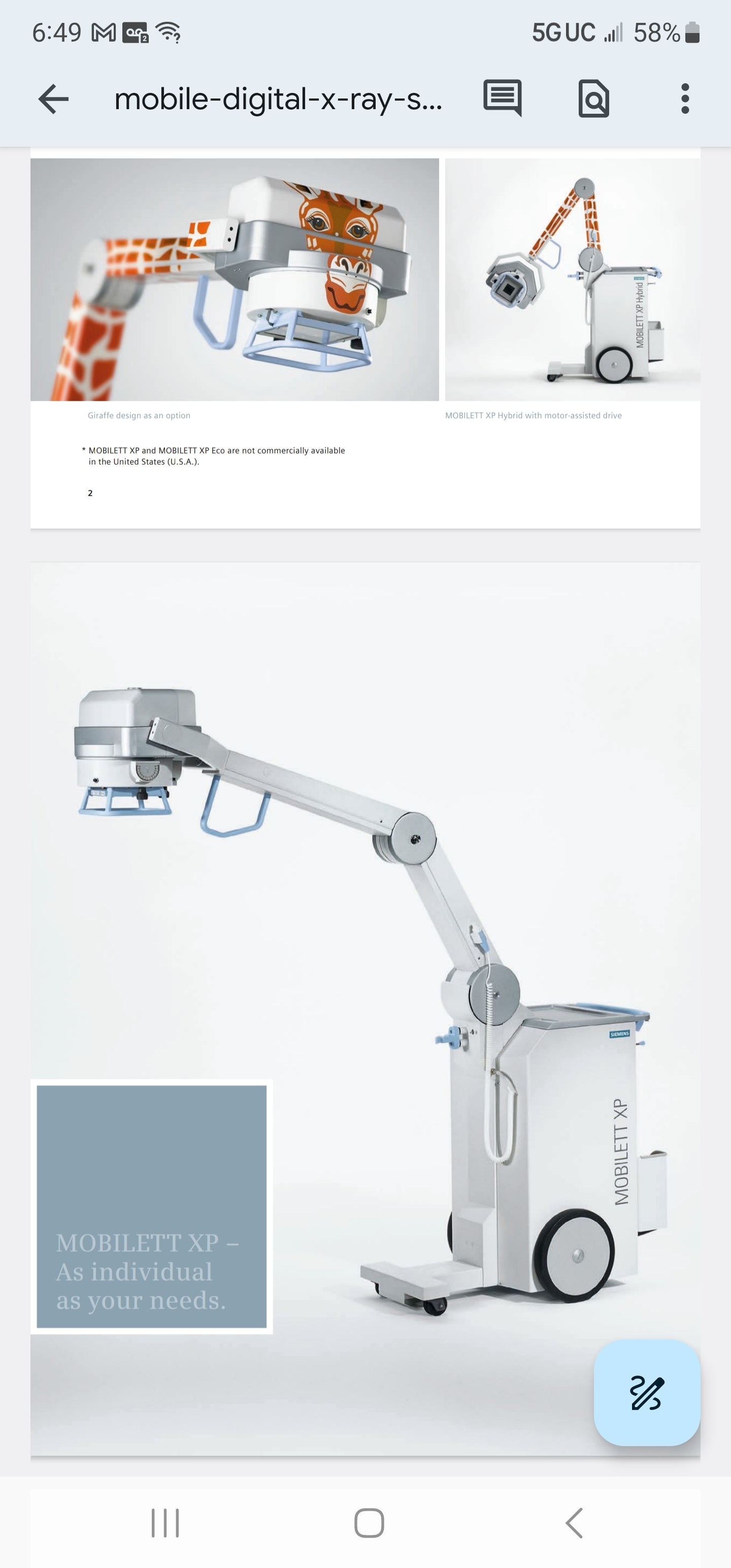 siemens mobilett XP x-ray mobile