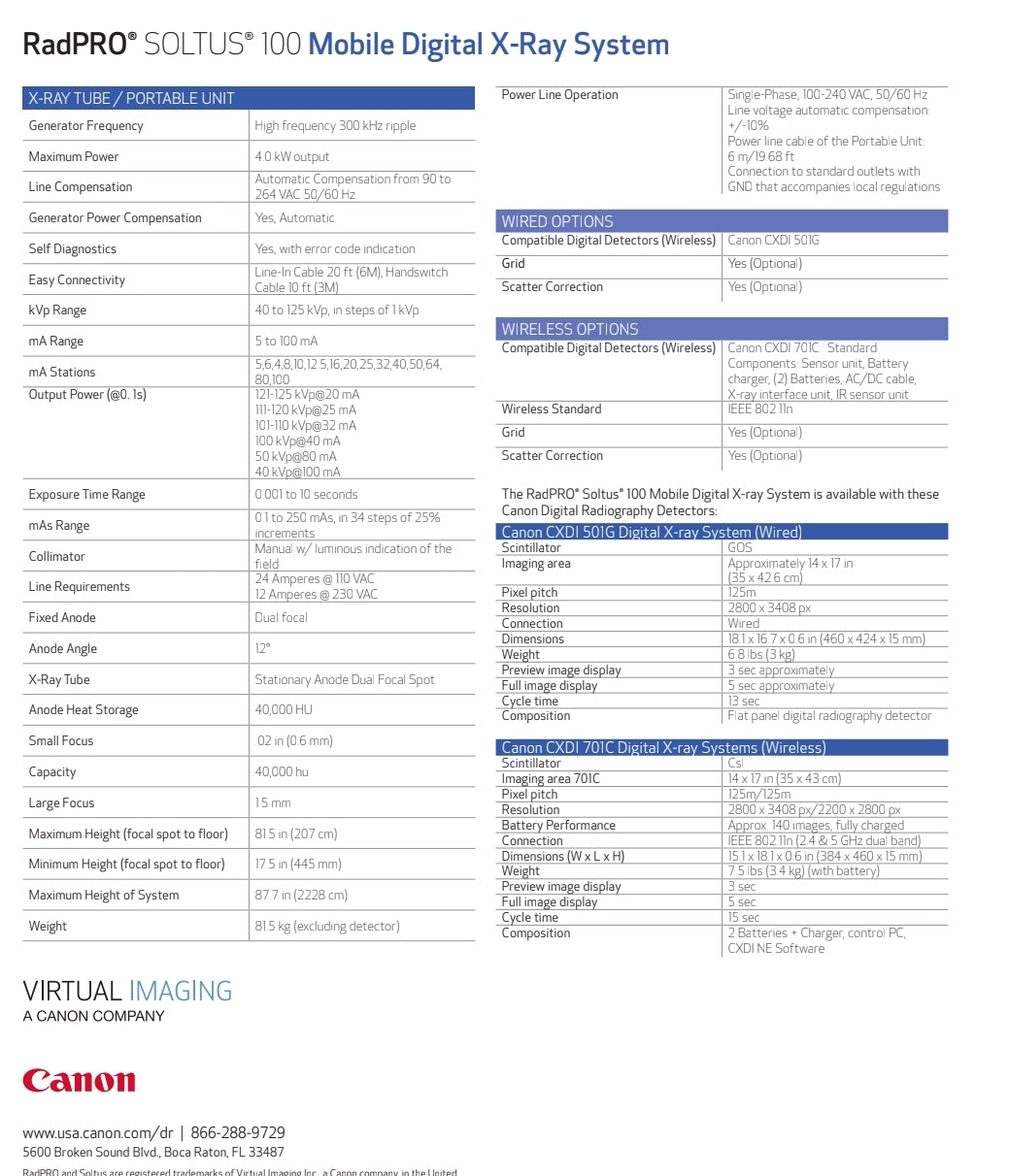 RADpro soltus 100 Canon x-ray digital