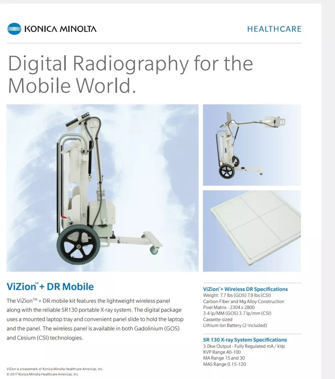 Vizion DR digital x-ray radiography portable